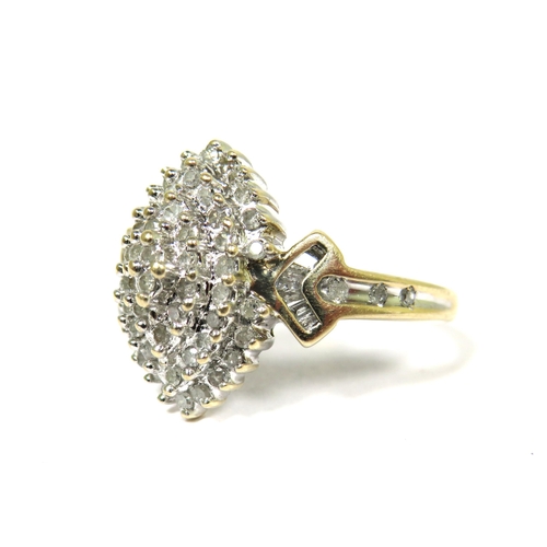 303 - 9ct Yellow Gold Diamond Cluster Ring. Finger size 'O'  3.5g  0.50pts of Diamonds.