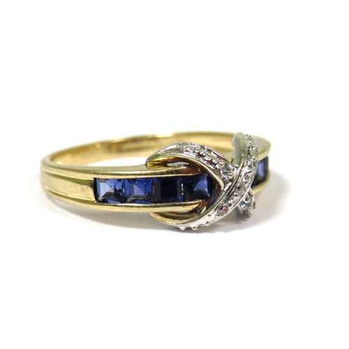 305 - 14ct Yellow Gold Ring set with Lab Created Sapphires and CZ Gemstones. Finger size 'Q'   3.6g