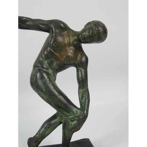 261 - Discobolus of Myran bronze alloy figure on a wooden base 8