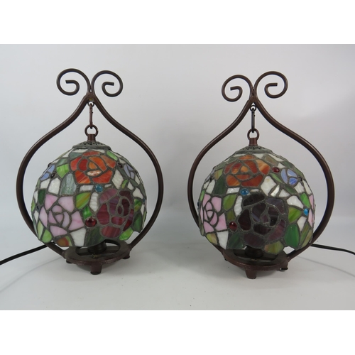 274 - Two Art Nouveau Tiffany style lamps with dangle shade approx 12.5