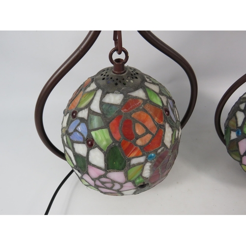 274 - Two Art Nouveau Tiffany style lamps with dangle shade approx 12.5