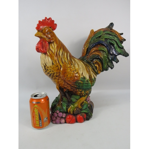 278 - Very large majolica style Cockerel 15.5