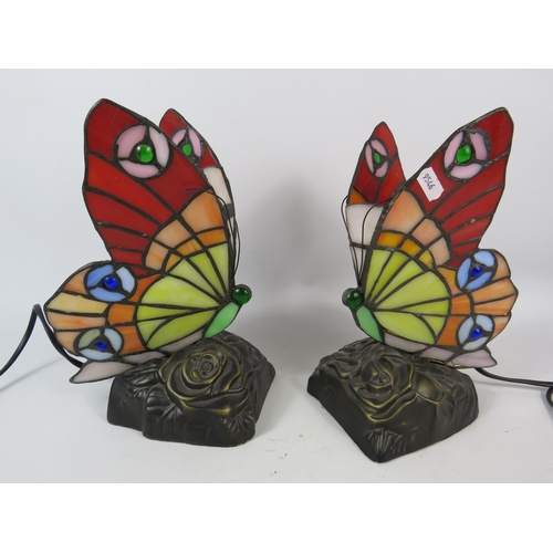 282 - Two Art Nouveau Tiffany style butterfly lamps, 9.5