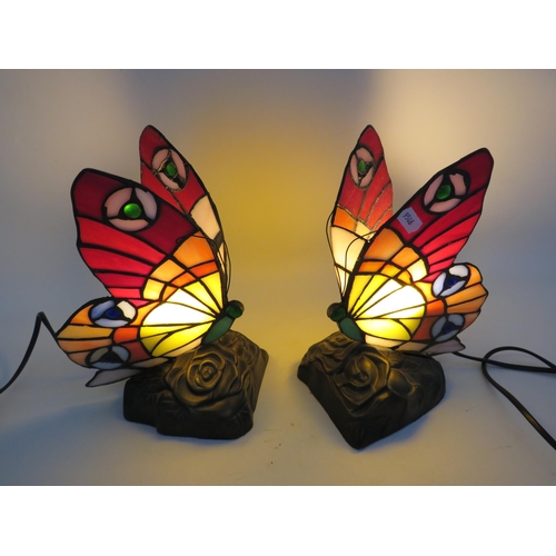 282 - Two Art Nouveau Tiffany style butterfly lamps, 9.5