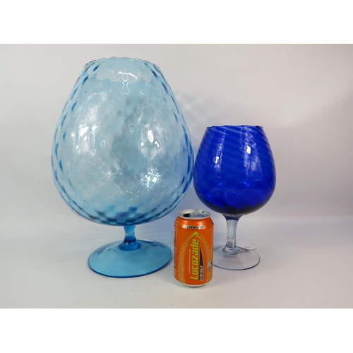 286 - Very large pale blue glass brandy balloon 15