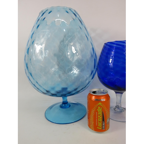 286 - Very large pale blue glass brandy balloon 15