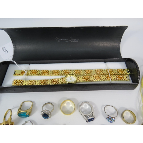 295 - Mixed costume jewellery including a pearl necklace with 9ct gold fastner and a watch and bracelet se... 