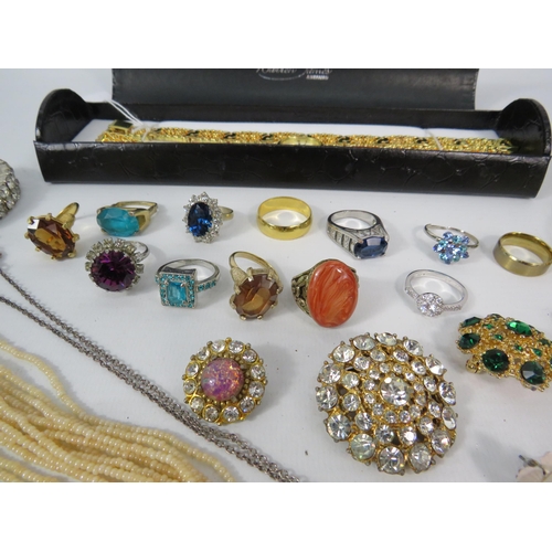 295 - Mixed costume jewellery including a pearl necklace with 9ct gold fastner and a watch and bracelet se... 