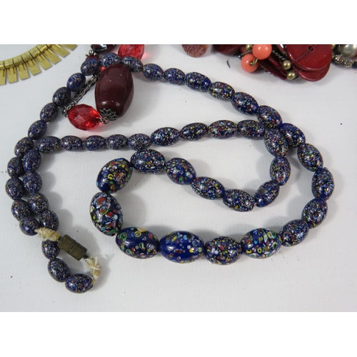 297 - Large selection of various costume jewellery including a murano glass necklace.