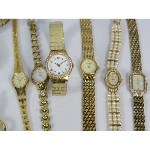 482 - Selection of goldtone ladies quartz wristwatches.