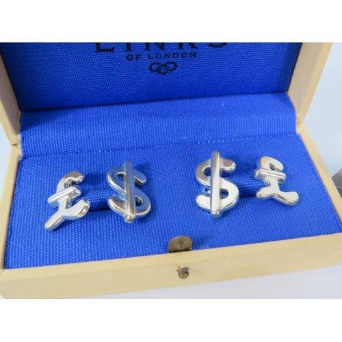 485 - 925 silver Links Of London Dollar and Pound Cuff links Designed Annoushka Ducas.