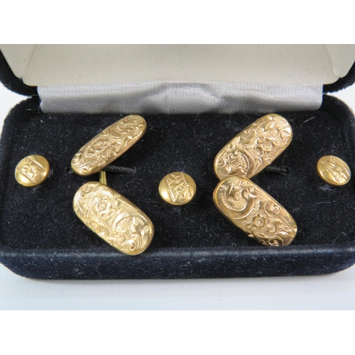 486 - Set of of Gilt nickel cuff links and matching studs c1900's.