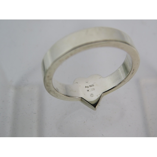 487 - 925 Silver Gucci heart ring finger size P with box.