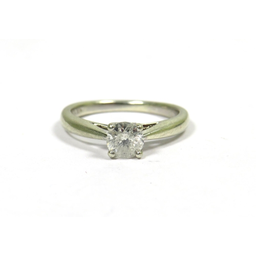 346 - 9ct White Gold Ring set with a Solitaire Diamond of 0.50pts.  Finger size 'K'   2.7g