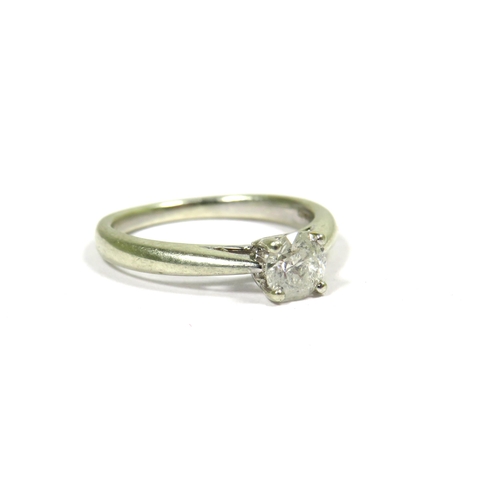 346 - 9ct White Gold Ring set with a Solitaire Diamond of 0.50pts.  Finger size 'K'   2.7g