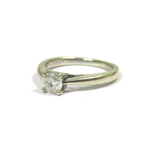 346 - 9ct White Gold Ring set with a Solitaire Diamond of 0.50pts.  Finger size 'K'   2.7g