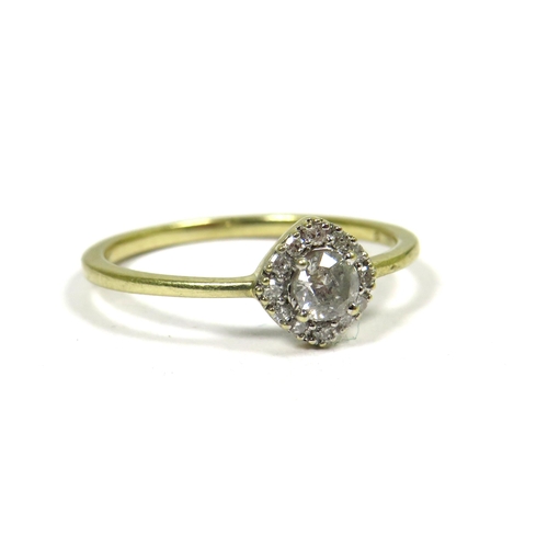 348 - 9ct Yellow Gold Ring set with a Central Diamond and smaller Diamonds Surrounding.,  Finger size L   ... 