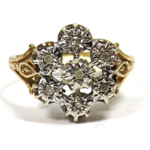 349 - 9ct Yellow Gold Ring set with seven Diamonds.  Fingers size M   3.1g