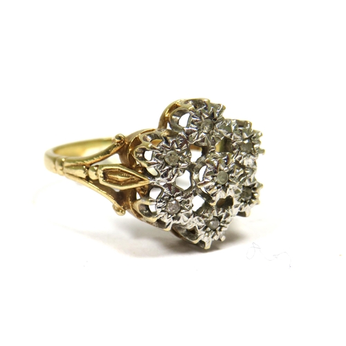 349 - 9ct Yellow Gold Ring set with seven Diamonds.  Fingers size M   3.1g