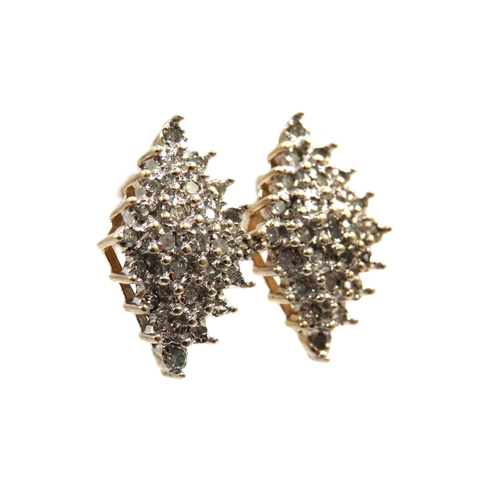 354 - Pair of 9ct Yellow Gold Lozenge Shaped Earrings encrusted with multiple Diamonds. Each measures appr... 