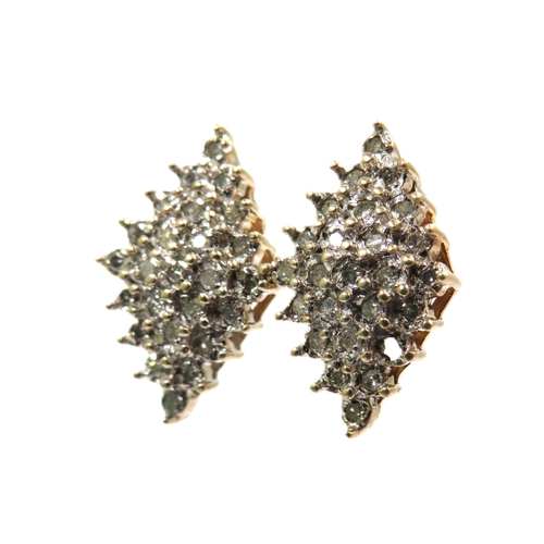 354 - Pair of 9ct Yellow Gold Lozenge Shaped Earrings encrusted with multiple Diamonds. Each measures appr... 