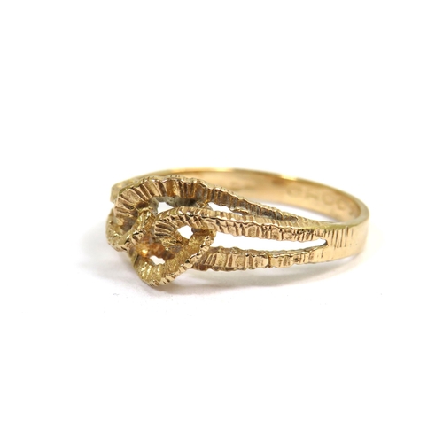 355 - 9ct Yellow Gold Reef Knot Ring.  Finger size 'N-5'   2.0g