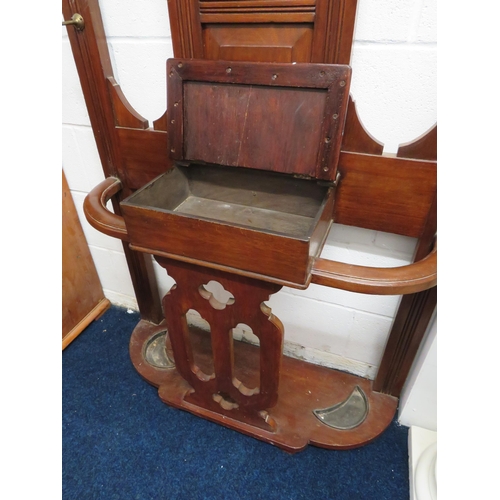 1037 - Impressive Mahogany Victorian era Hallstand with central Mirror, original trays to base  H:79 x W:37... 