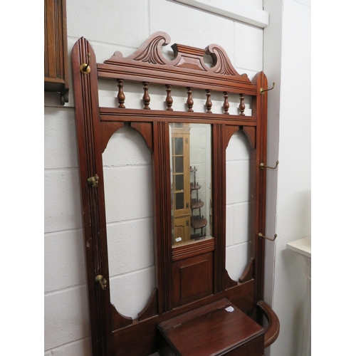 1037 - Impressive Mahogany Victorian era Hallstand with central Mirror, original trays to base  H:79 x W:37... 