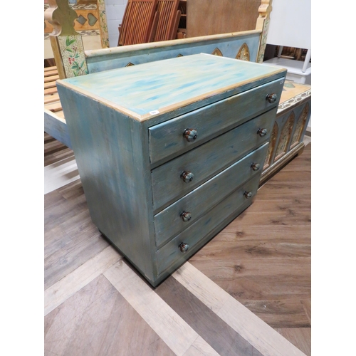 1058 - Hand Painted Four Drawer chest which measures H:30 x W:30 x D:18 inches. See photos.