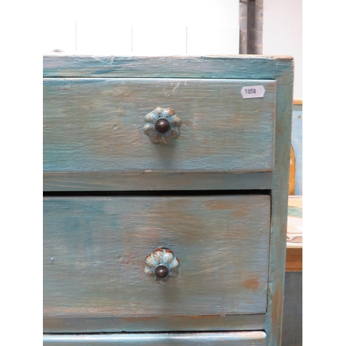 1058 - Hand Painted Four Drawer chest which measures H:30 x W:30 x D:18 inches. See photos.