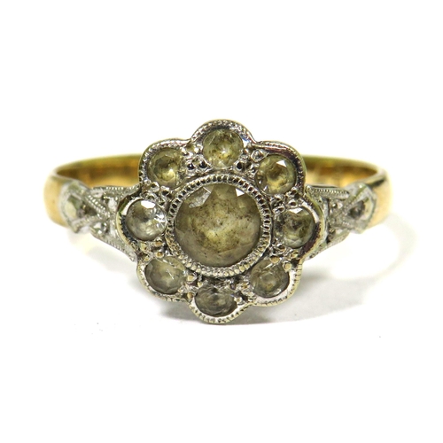 367 - 9ct Yellow Gold ring set with clear stones.  Finger size 'L'    1.9g