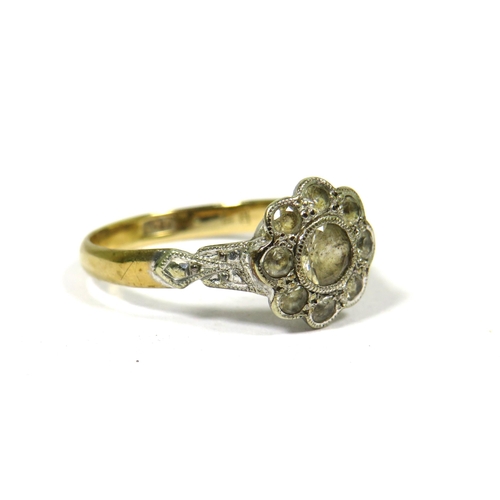 367 - 9ct Yellow Gold ring set with clear stones.  Finger size 'L'    1.9g