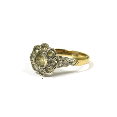 367 - 9ct Yellow Gold ring set with clear stones.  Finger size 'L'    1.9g