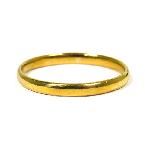 374 - 22ct Yellow Gold Band. Finger size 'L-5   1.9g