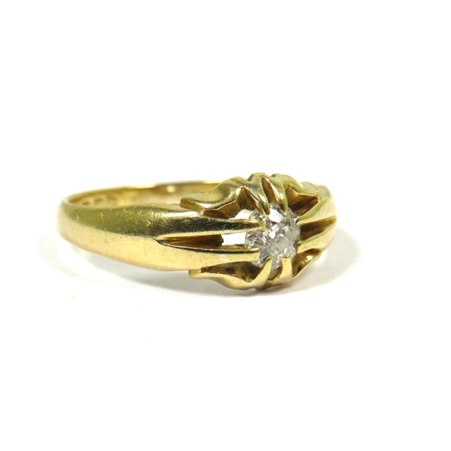 376 - 18ct Yellow Gold ring set with a Solitaire Diamond of approx 3.5mm.  Finger size 'Q'    3.6g