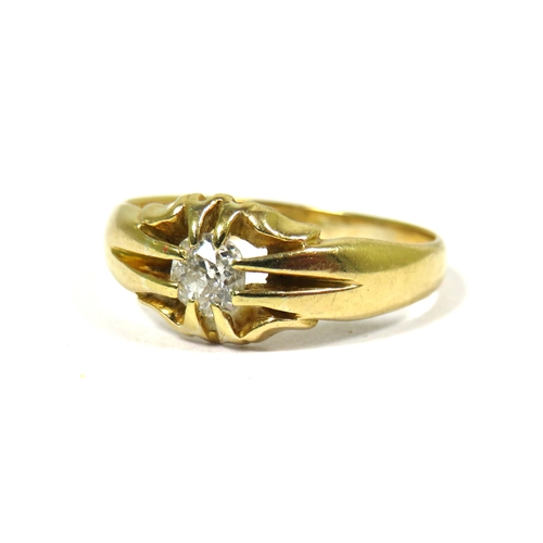 376 - 18ct Yellow Gold ring set with a Solitaire Diamond of approx 3.5mm.  Finger size 'Q'    3.6g