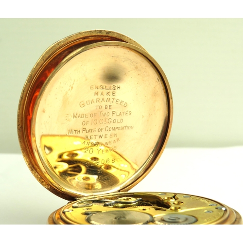 495 - Swiss Made Zenith Pocket watch, serial number 276793B  Denison 10ct Gold plated case, Crown Wind wit... 