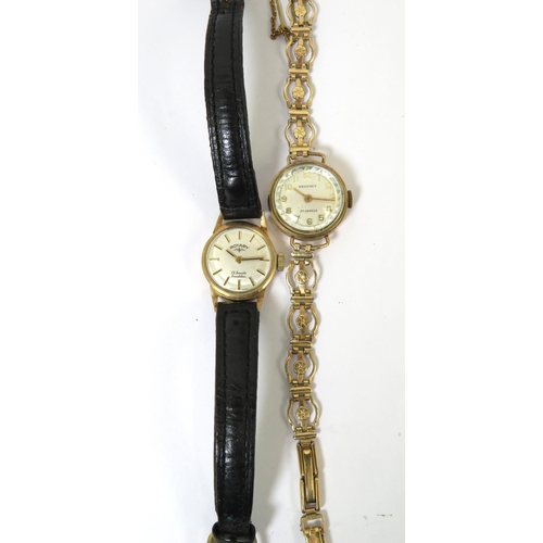 499 - Rotary, 17 Jewel Ladies Swiss watch plus a Regency 17 Jewel swiss watch, Both have 9ct Yellow gold c... 