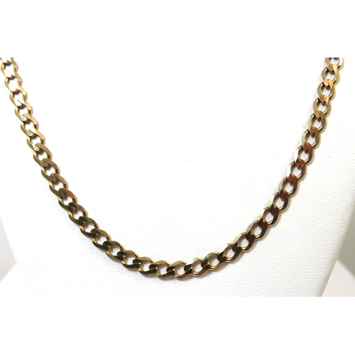 500 - 9ct Gold Flat Curb Link chain, 23 inches long.  10.1g