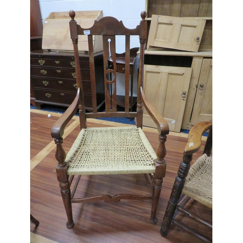 1082 - Trio of Vintage Oak Chairs. See photos.