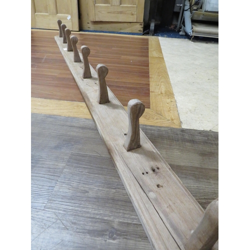 1088 - Vintage Pine Coat or Tack rack. Measures approx 71 inches long. See photos.