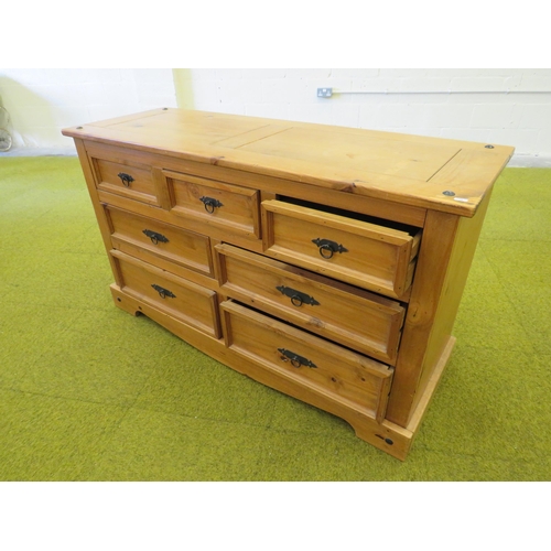 1106 - Modern Pine Chest of Drawers . See photos. H;33 x W:57 x D:20 inches. See photos.