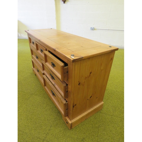 1106 - Modern Pine Chest of Drawers . See photos. H;33 x W:57 x D:20 inches. See photos.