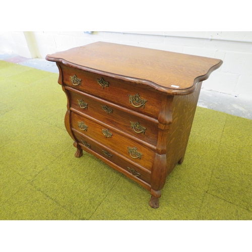 1112 - Vintage Bombe fronted four drawer chest in very good order.  H:28 x W:31 x D:17 inches. See photos.