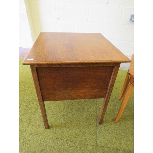 1121 - Vintage oak sewing table plus sorrento style musical small table. See photos.