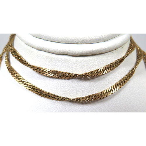 504 - Saudi Gold, 24 inch flat link twist necklace. Chem testing 18ct Gold.   10.8g