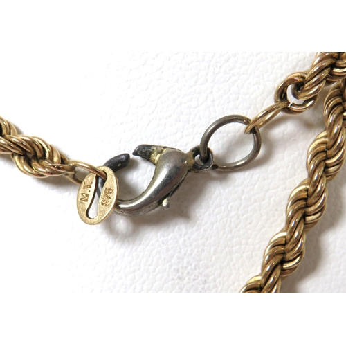 511 - 9ct Yellow Gold rope neckchain 20 inches long. Non Gold Clasp.   Total weight 7g. See photos.