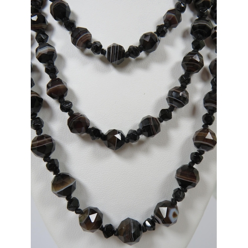 515 - 24 inch Banded Agate Necklace with 9ct Clasp.