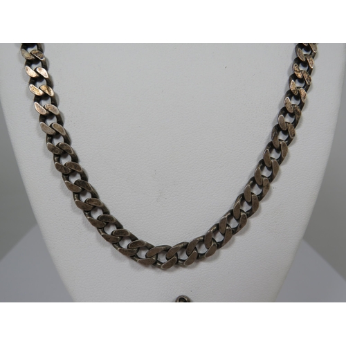 525 - 20 inch 925 Silver Flat Link Neck Chain.  Together with a large Hallmarked Silver Ingot Pendant.  To... 