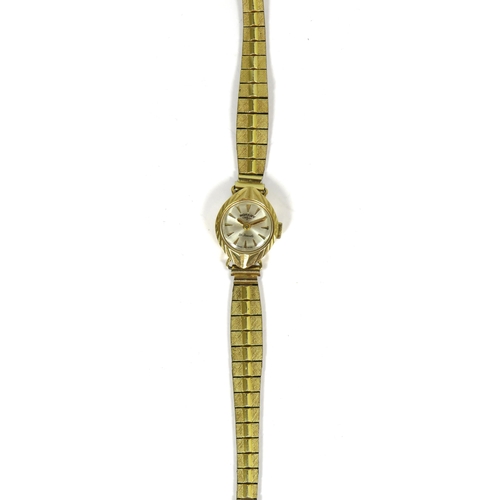 529 - Ladies Swiss made Rotary 21 Jewel swiss made watch with 9ct yellow gold case, Rolled Gold strap. Non... 